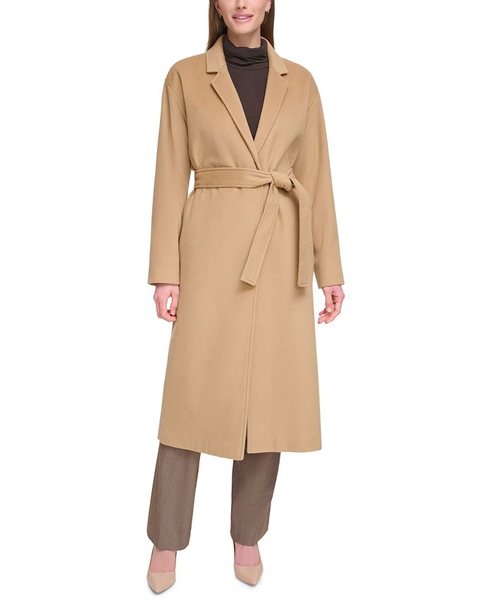 Macy\'s Single-Breasted Blend Cashmere Klein Women\'s Wrap Coat Calvin -