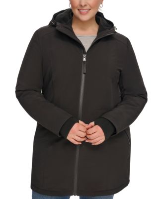 Calvin Klein Womens Plus Size Hooded Faux Fur Lined Anorak Raincoat Created for Macys Macy s