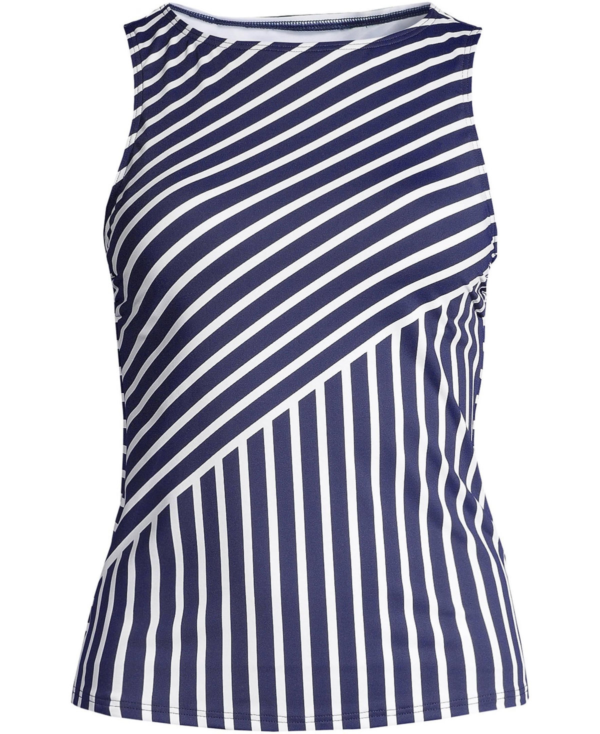 Lands' End Women's Ddd-Cup Chlorine Resistant High Neck Upf 50 Modest Tankini Swimsuit Top