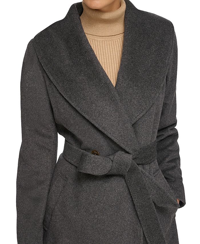 DKNY Women's ShawlCollar Wool Blend Wrap Coat Macy's
