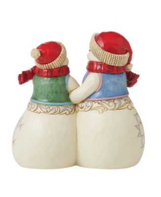 Snow Couple with Puppy Figurine