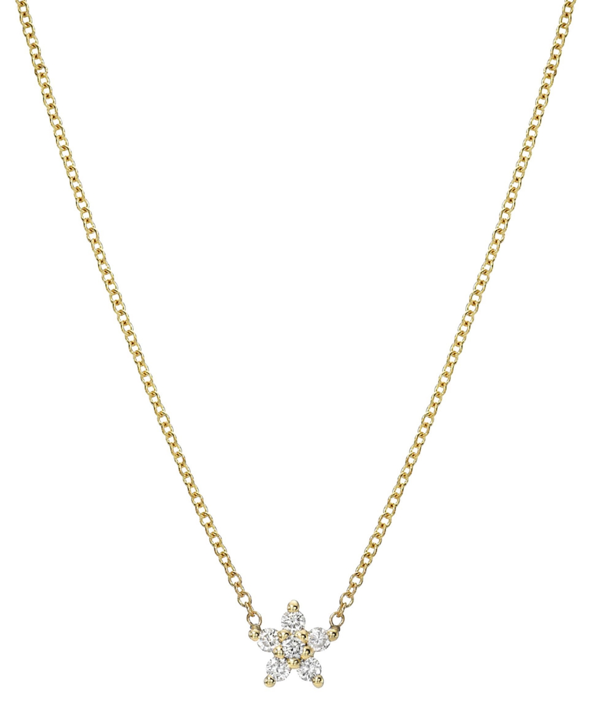 Zoe Lev Diamond Starflower Pendant Necklace (1/8 Ct. T.w.) In 14k Gold, 16" + 2" Extender