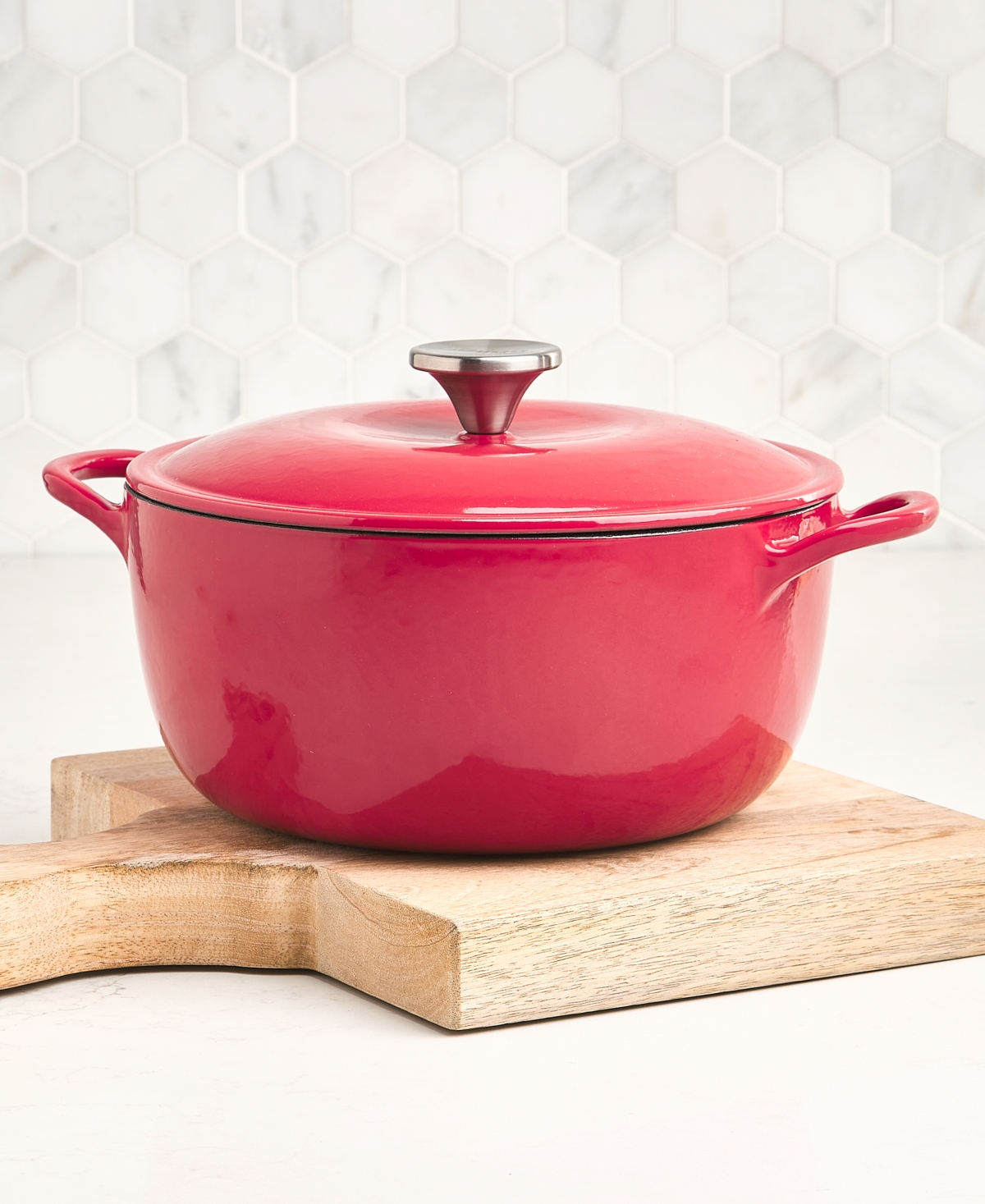 The Cellar Enameled Cast Iron 4-qt. Round Dutch Oven, Created For Macy's In Red