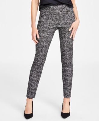 I.N.C. International Concepts - Petite Mid-Rise Pull-On Jacquard Bengaline Skinny Pants