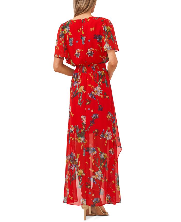 CeCe Women's Smocked-Waist Flutter-Sleeve Maxi Dress - Macy's