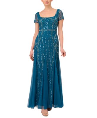 Adrianna Papell Women's Beaded Square-Neck Mermaid Gown Macy's