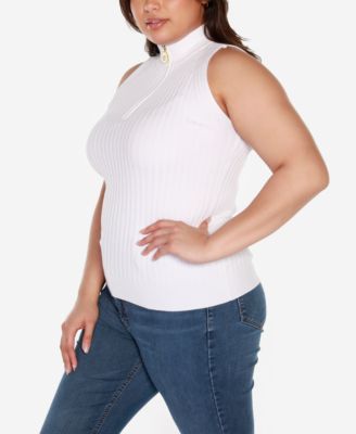 Black Label Plus Size Sleeveless Quarter Zip Sweater