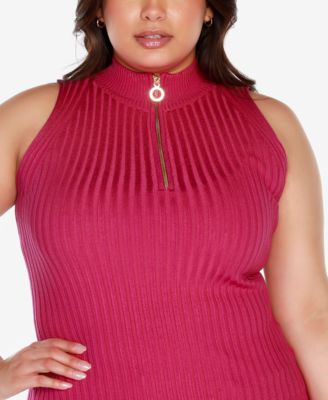Black Label Plus Size Sleeveless Quarter Zip Sweater