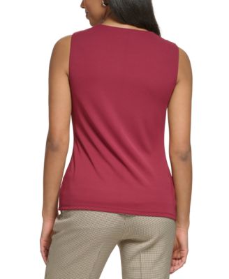 Petite Asymmetrical Neckline Sleeveless Top, Created for Macy's 