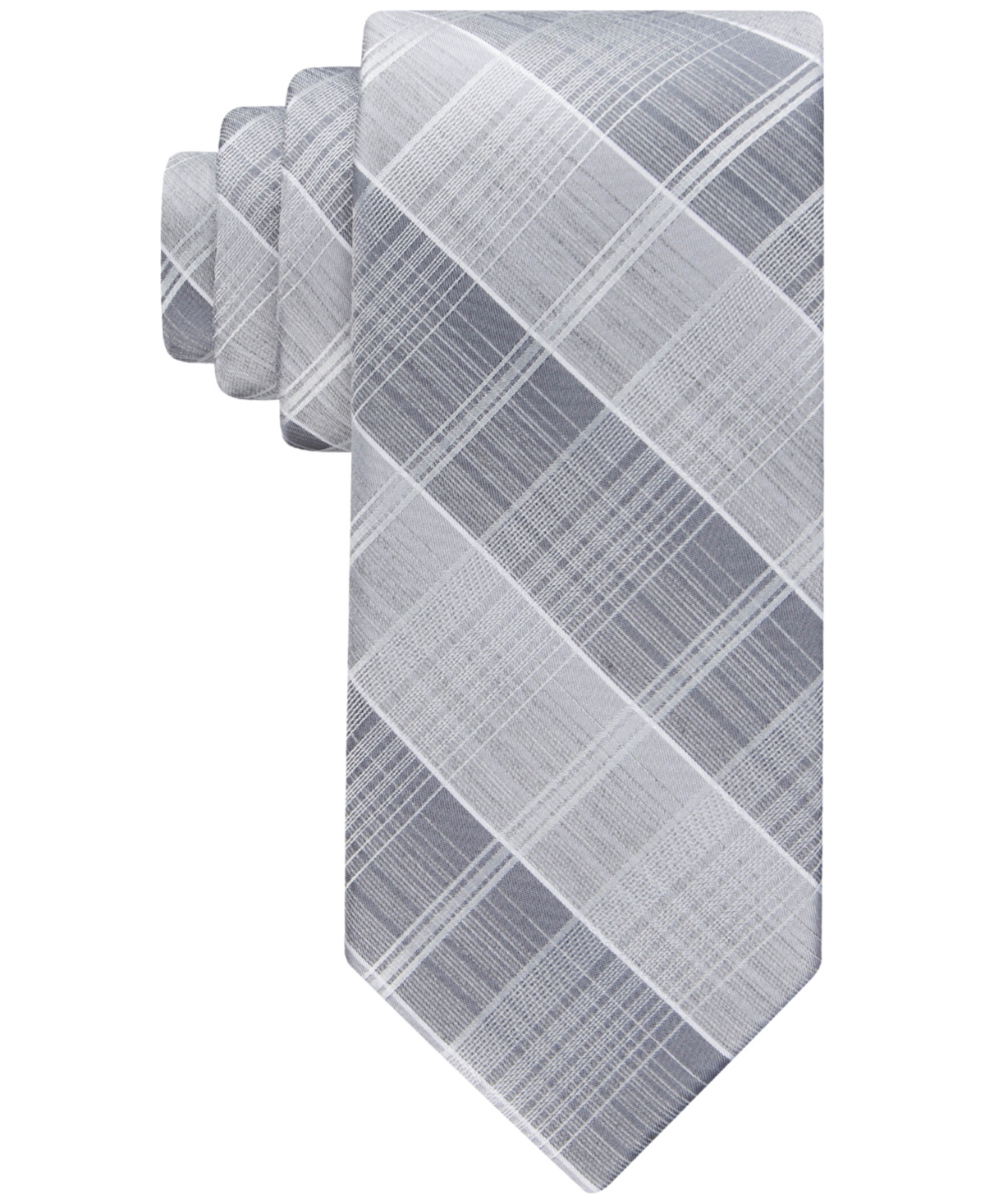 Calvin Klein Men's Ombre Plaid Tie In Gray