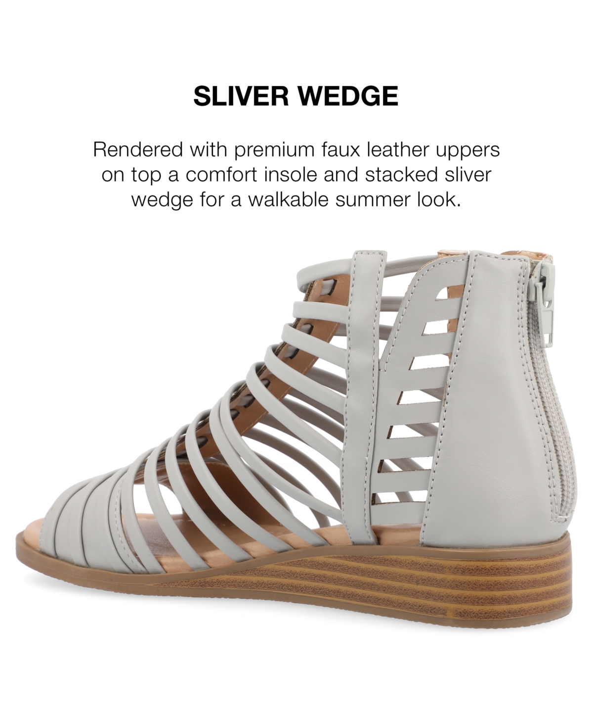 Journee Collection Women's Delilah Gladiator Sliver Wedge Sandals