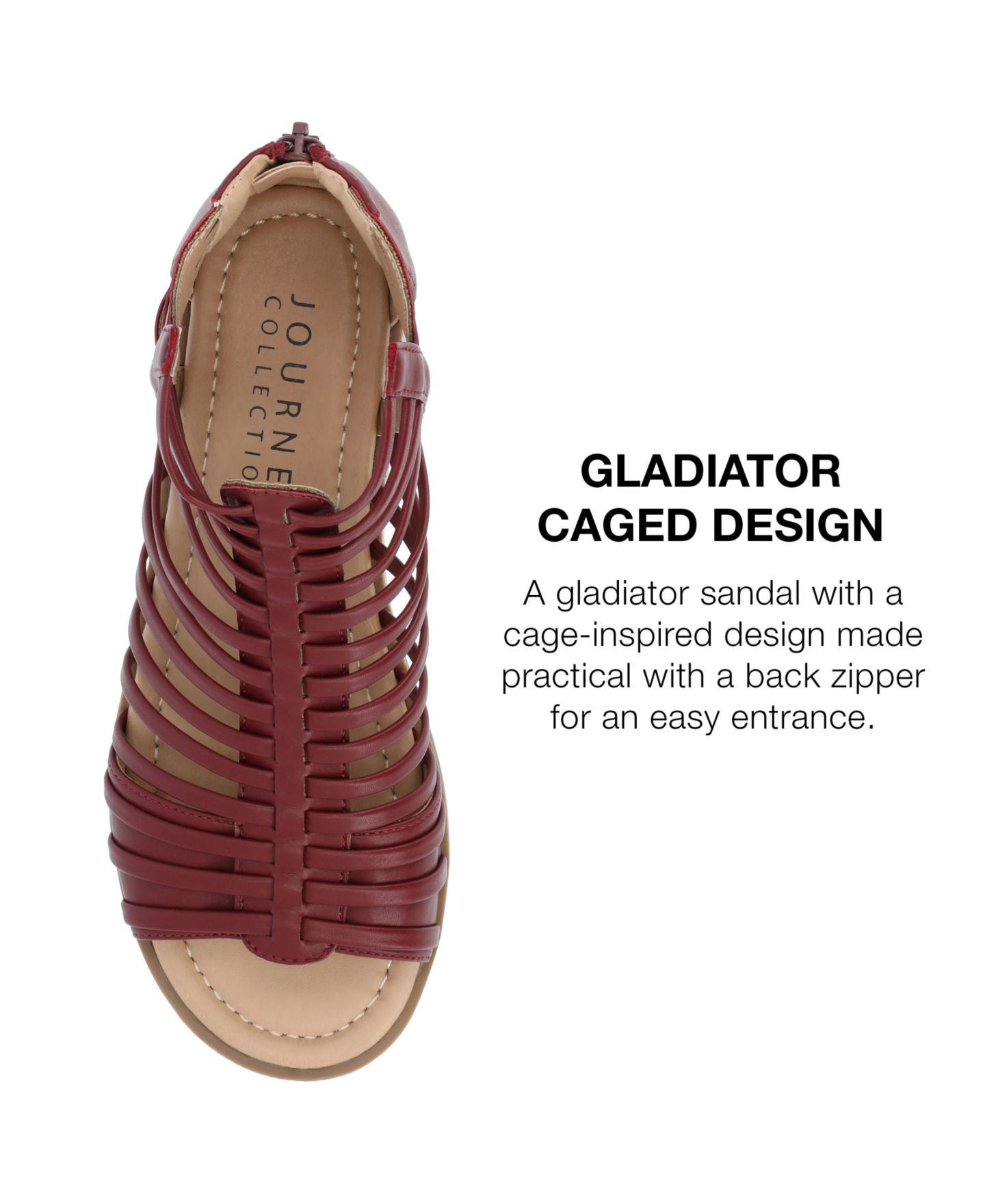 Женские сандалии Journee Collection Delilah Gladiator Sliver Wedge, цвет: Винный — фото 7