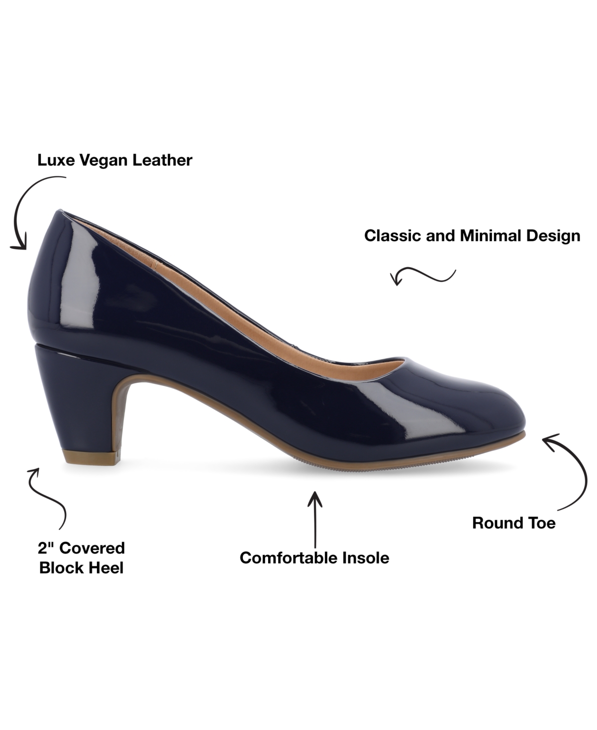 Journee Collection Luu Round Toe Pump In Navy Patent