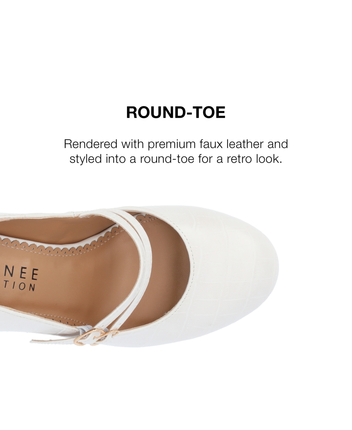 Journee Collection Womens Windy Double Strap Round Toe Block Heel Mary Jane Pumps In Ivory Croco