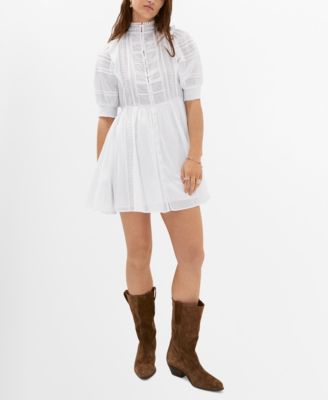 MANGO Women's Puff Sleeve Embroidered Dress - Macy's