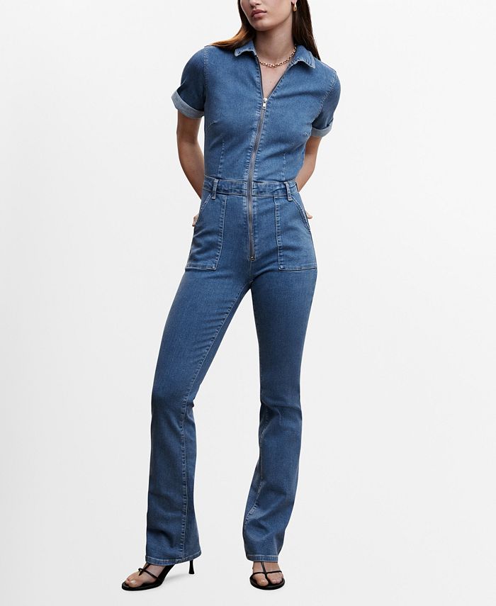 MANGO Women s Zipper Denim Jumpsuit Macy s