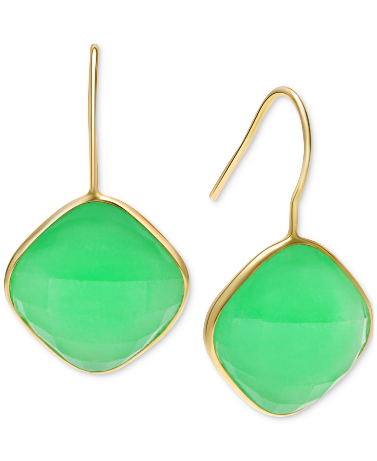 Macy's Dyed Green Jade Drop Earrings In 14k Gold-plated Sterling Silver