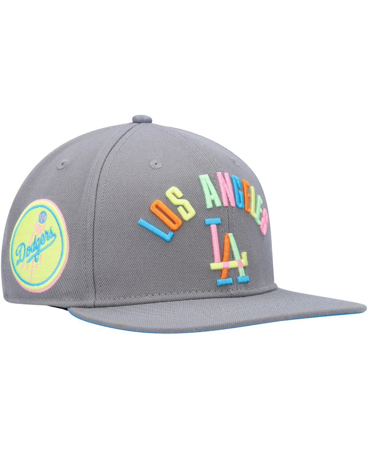 Shop Pro Standard Men's  Gray Los Angeles Dodgers Washed Neon Snapback Hat