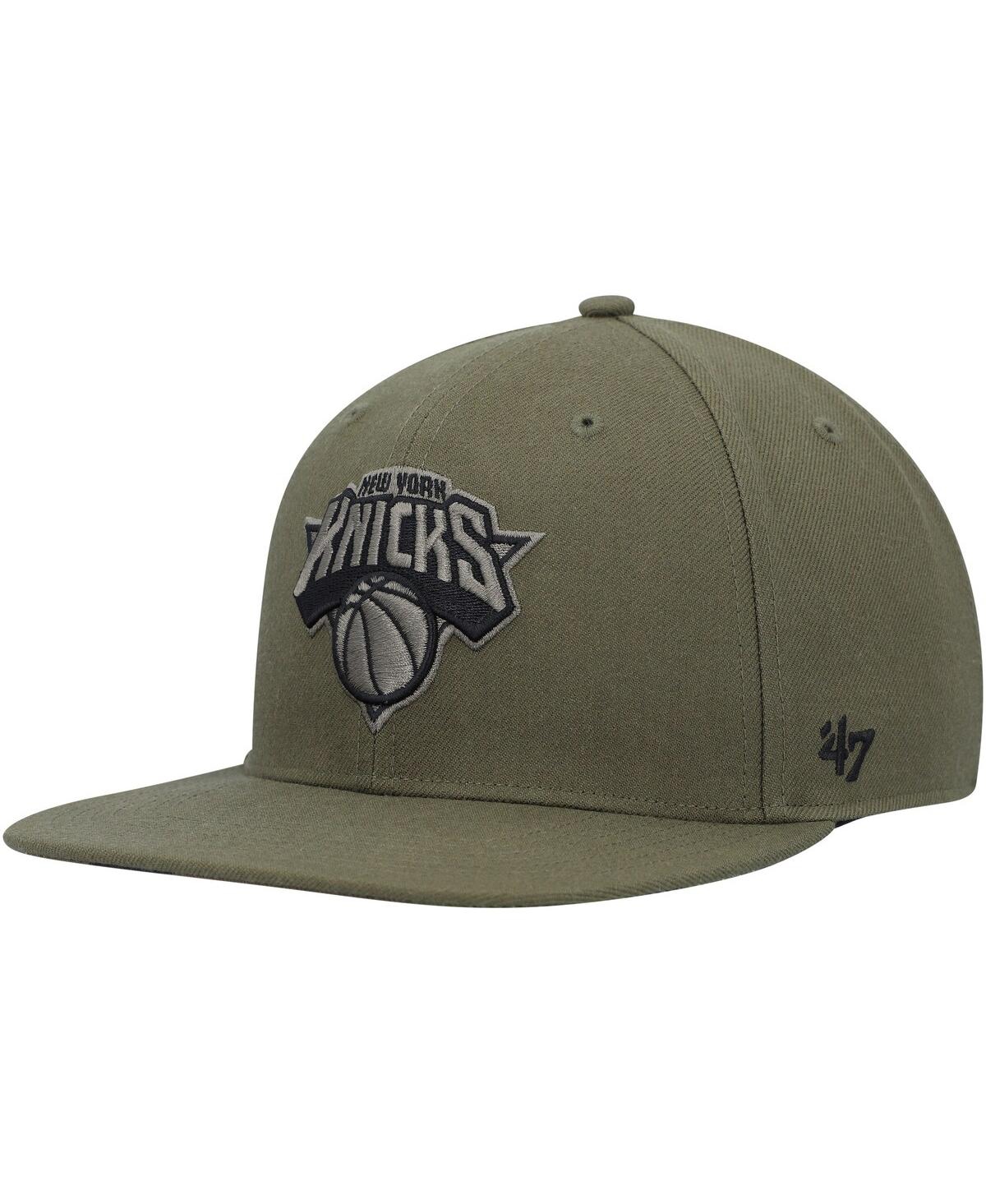 47 Brand Men's ' Olive New York Knicks Ballpark Camo Captain Snapback Hat