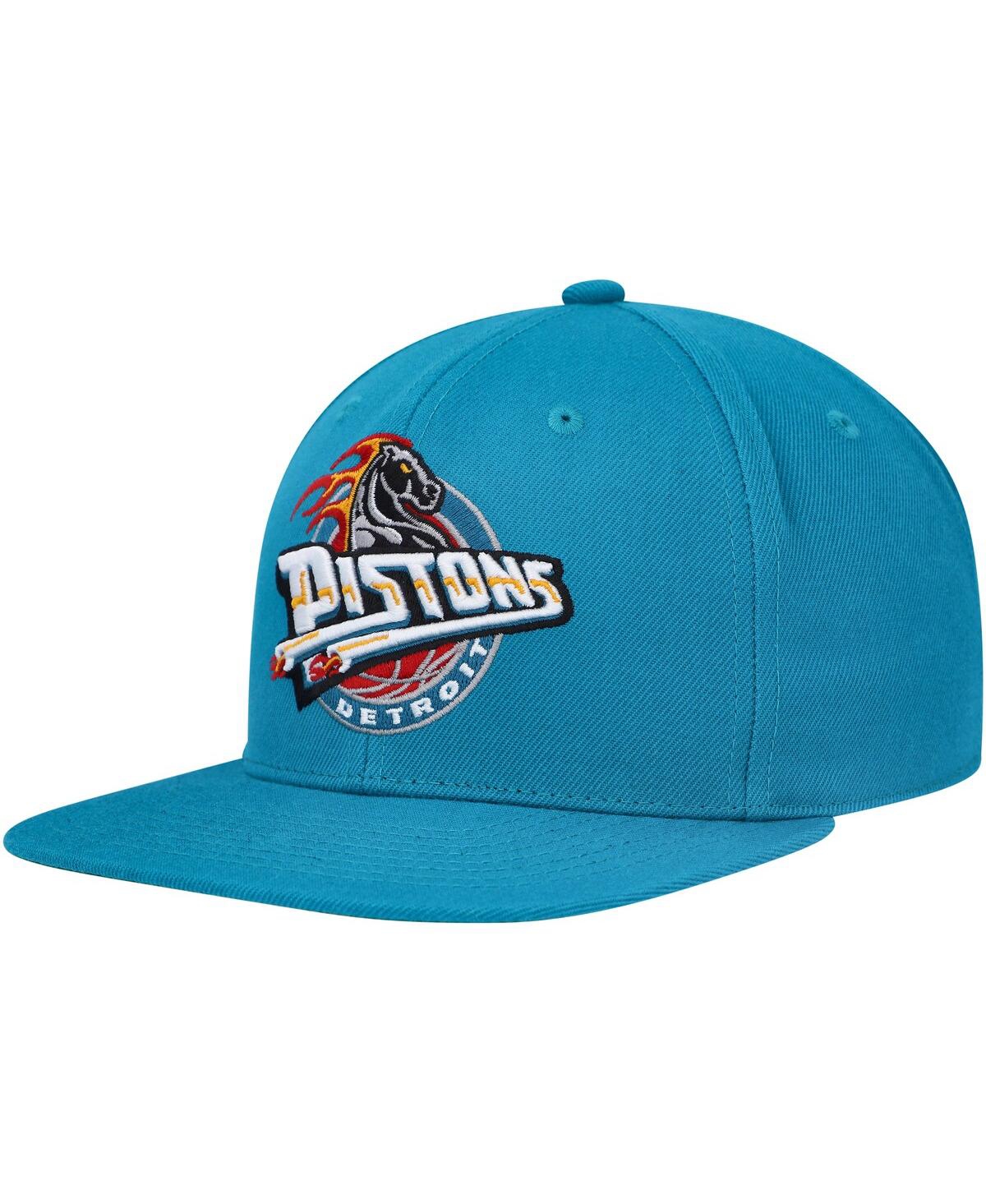 Shop Mitchell & Ness Men's  Teal Detroit Pistons Hardwood Classics Mvp Team Ground 2.0 Fitted Hat