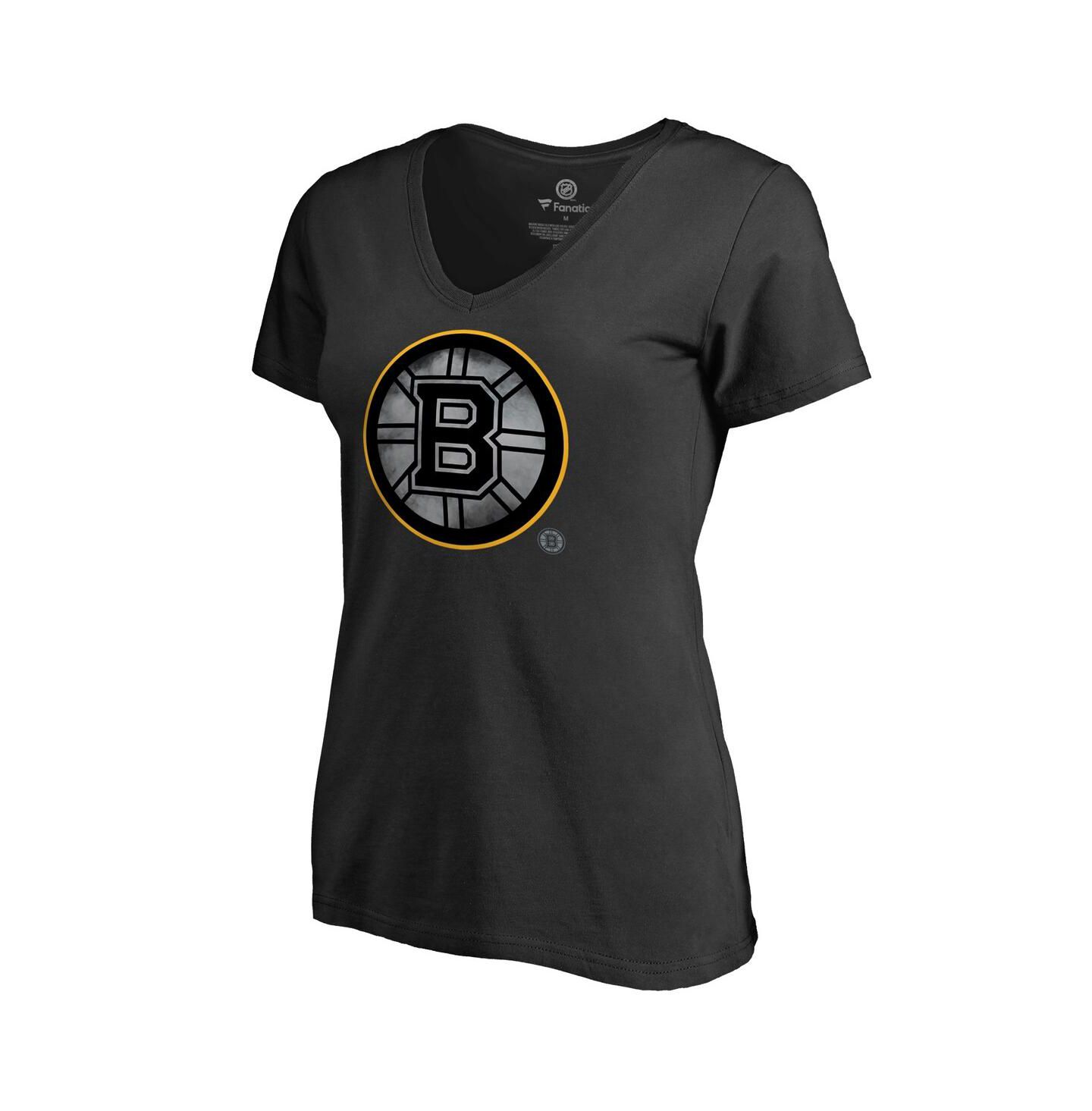 Женская футболка Fanatics Black Boston Bruins Core Smoke V-Neck — фото 1