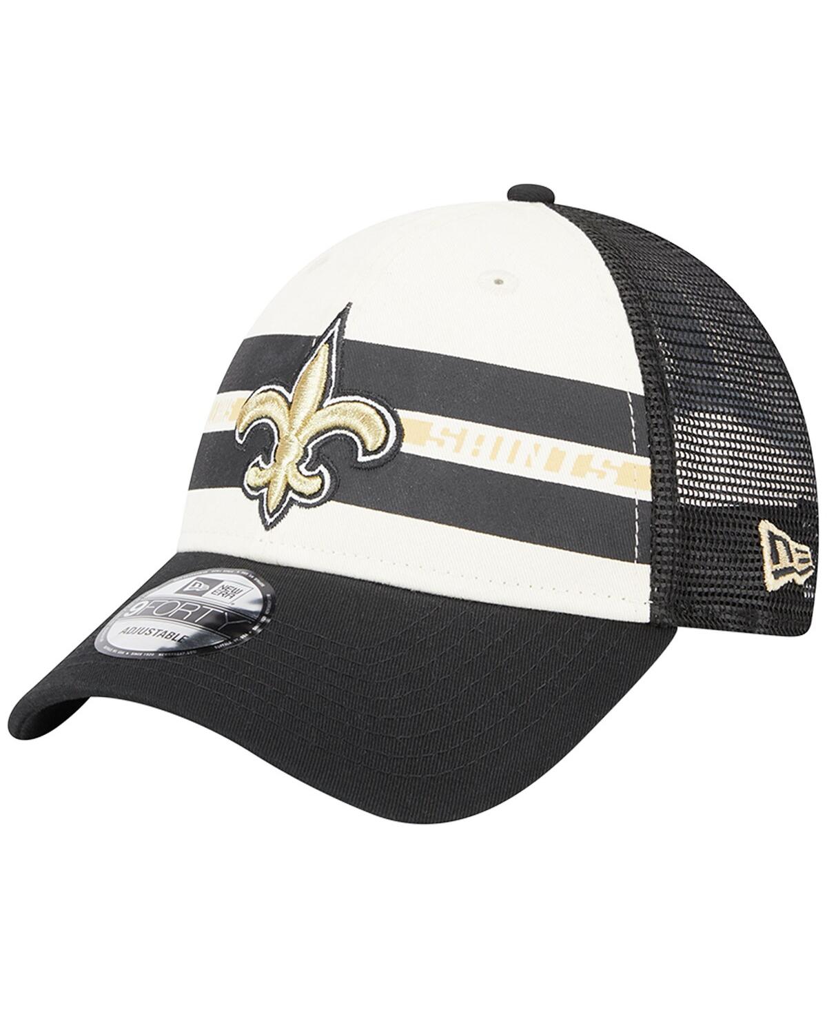 Men's New Era Khaki/White New Orleans Saints Happy Camper A-Frame Trucker 9FORTY Snapback Hat