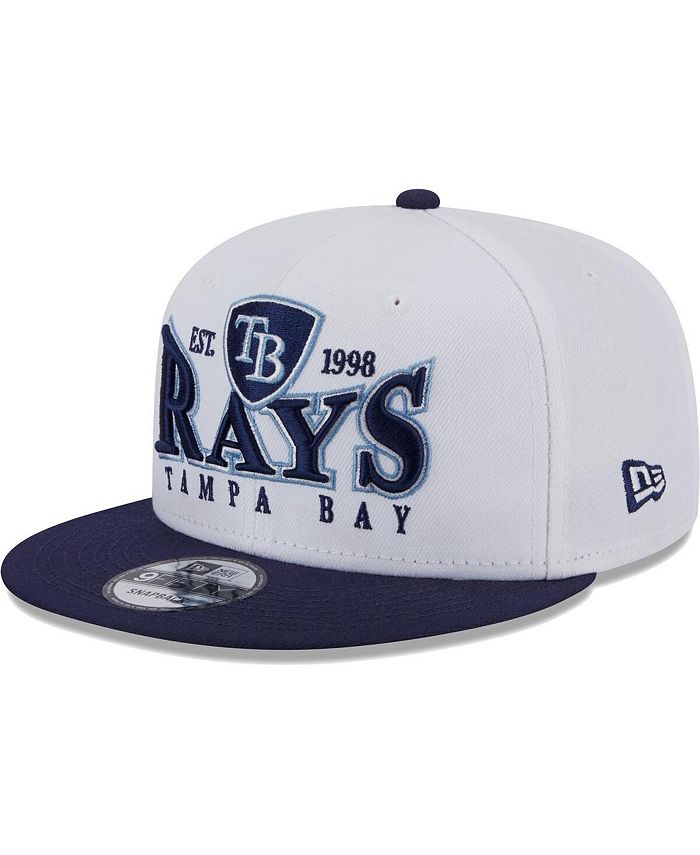 New Era Men's White and Navy Tampa Bay Rays Crest 9FIFTY Snapback Hat