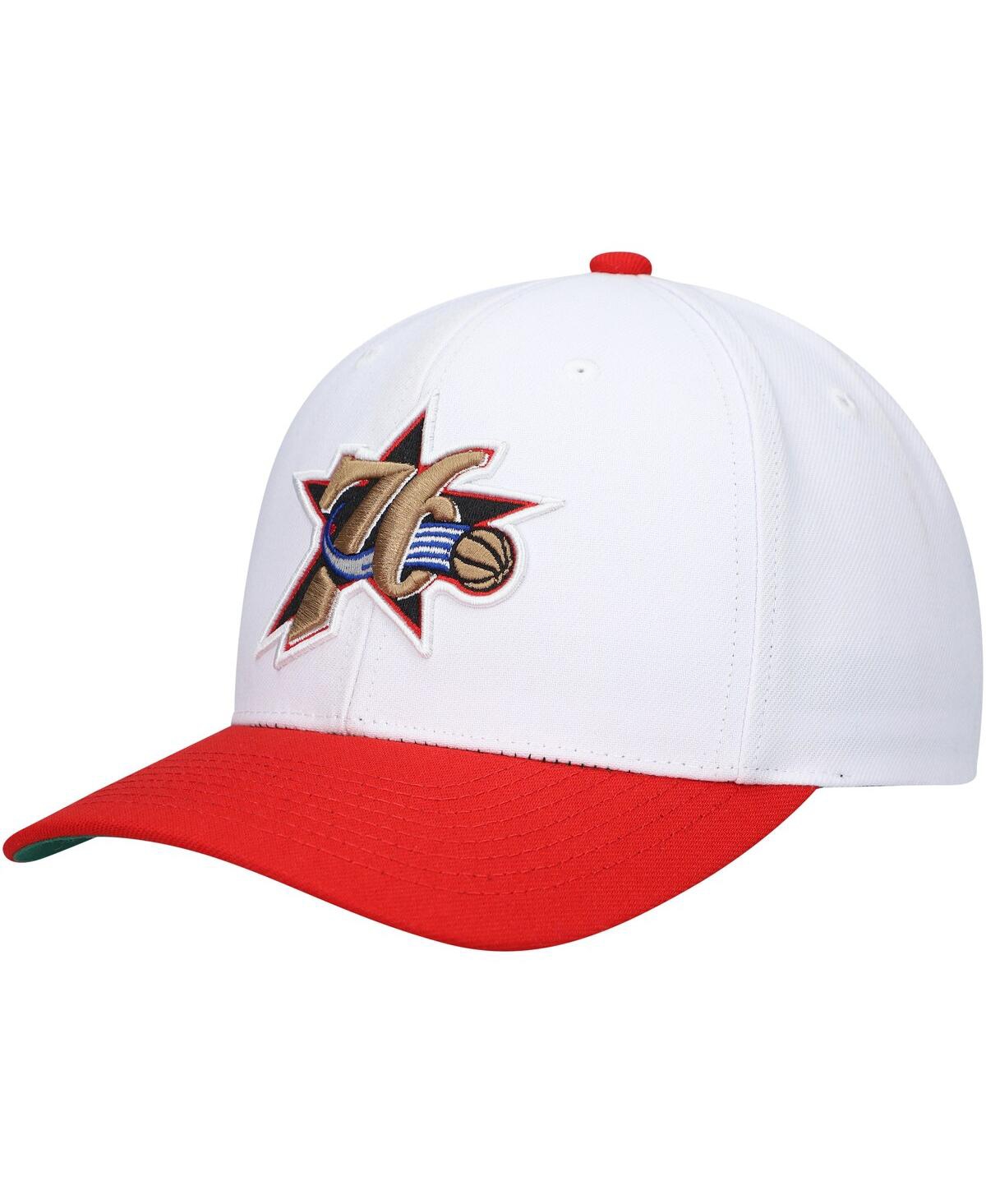 Mitchell & Ness Men's  White, Red Philadelphia 76ers Hardwood Classics Core 2-tone 2.0 Pro Snapback H In White,red