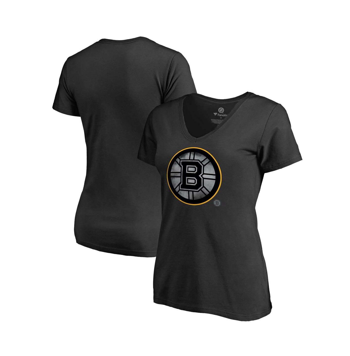 Женская футболка Fanatics Black Boston Bruins Core Smoke V-Neck — фото 2
