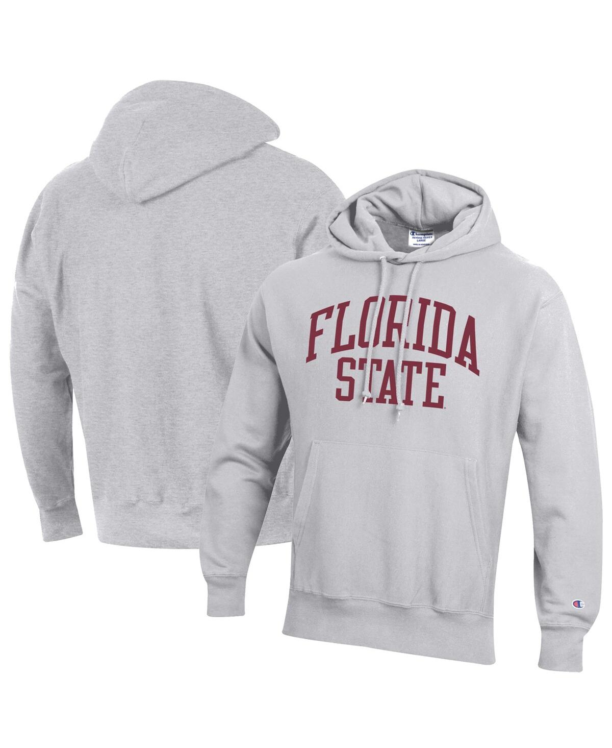 Men's ChampionFlorida State Seminoles Team Arch Reverse Weave Pullover Hoodie - Heathered Gray
