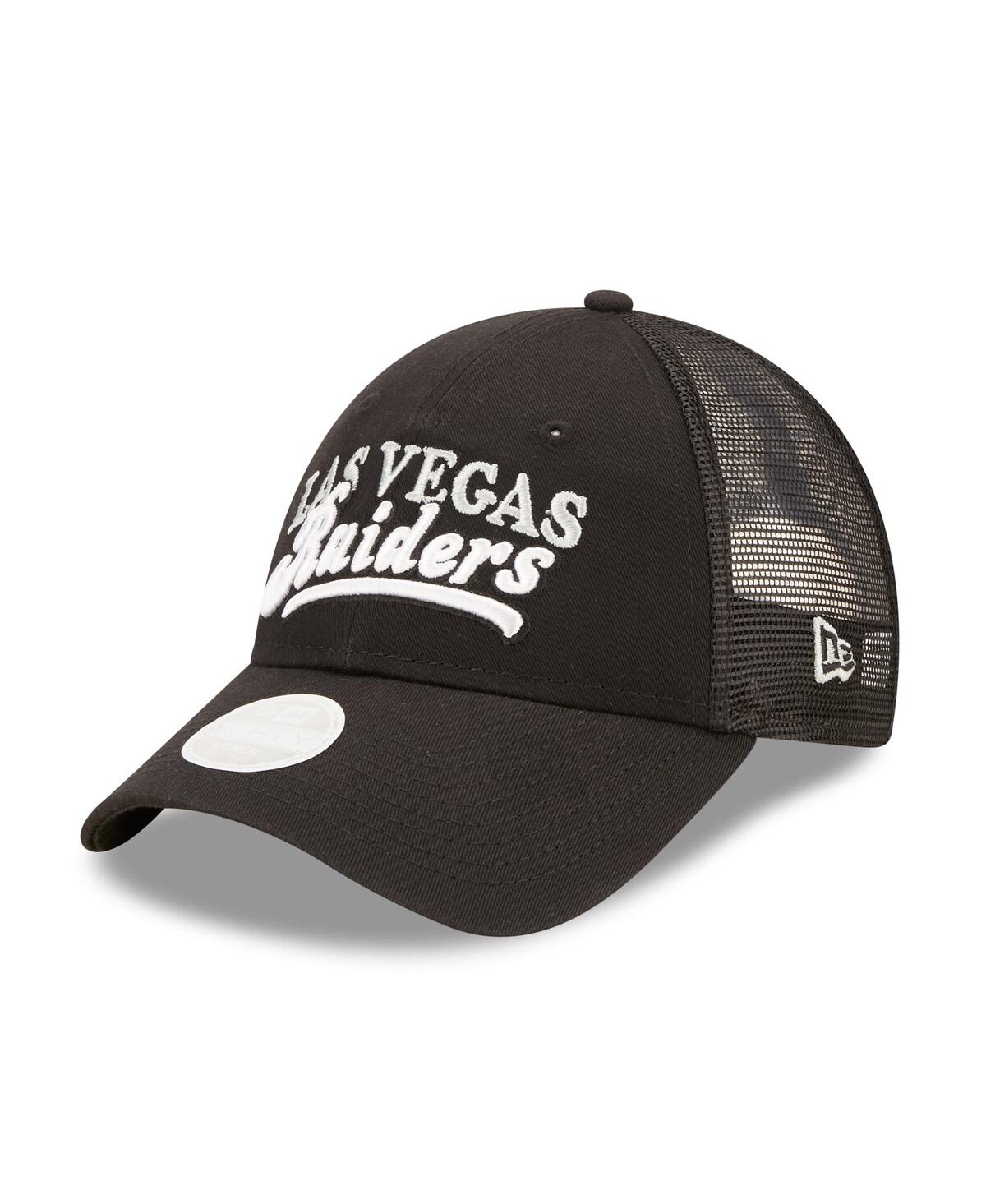 New Era Black Las Vegas Raiders Team Trucker 9forty Snapback Hat In Black