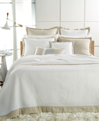 Hotel Collection - Linen Natural Quilted King Coverlet