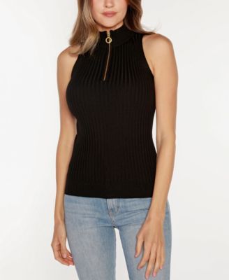 Black Label Women's Sleeveless Quarter-Zip Sweater