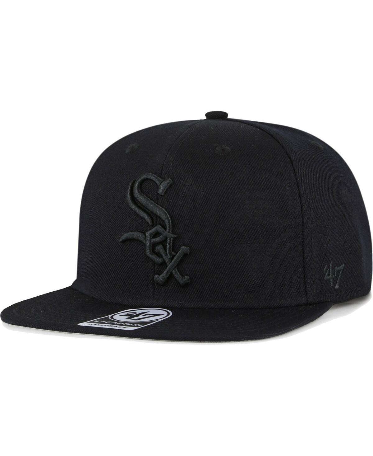 Shop 47 Brand Men's ' Chicago White Sox Black On Black Sure Shot Captain Snapback Hat