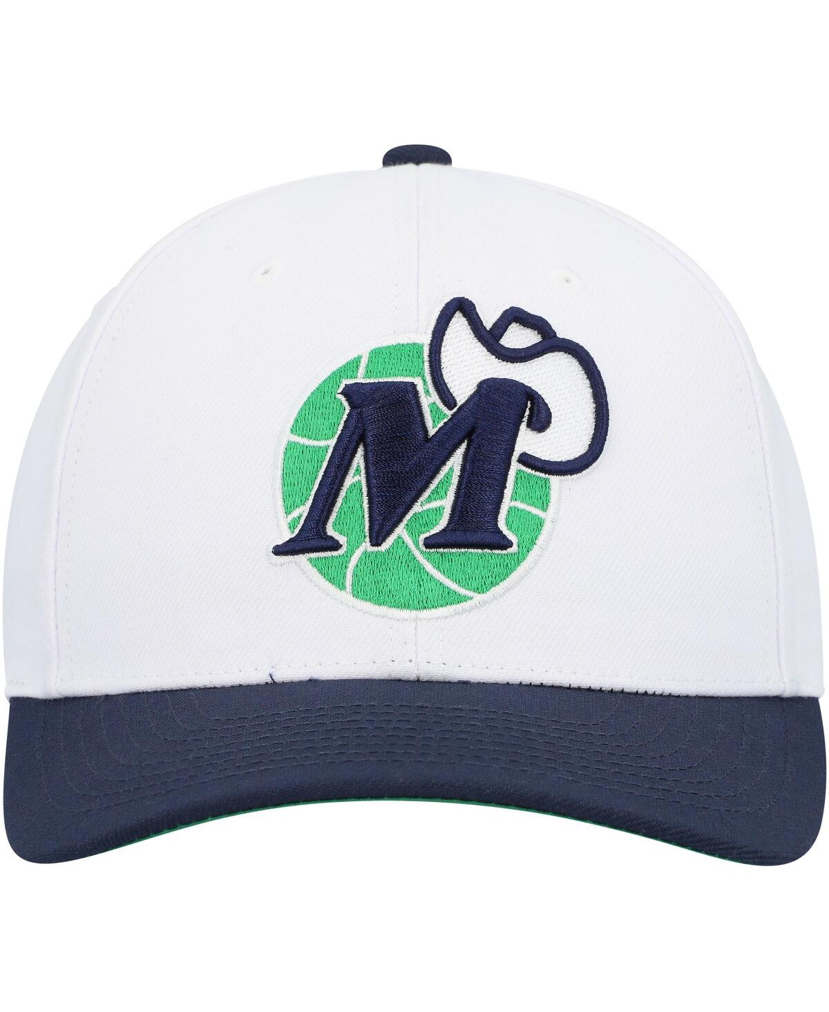 Mitchell & Ness Men's  White, Navy Dallas Mavericks Hardwood Classics Core 2-tone 2.0 Pro Snapback Ha In White,navy
