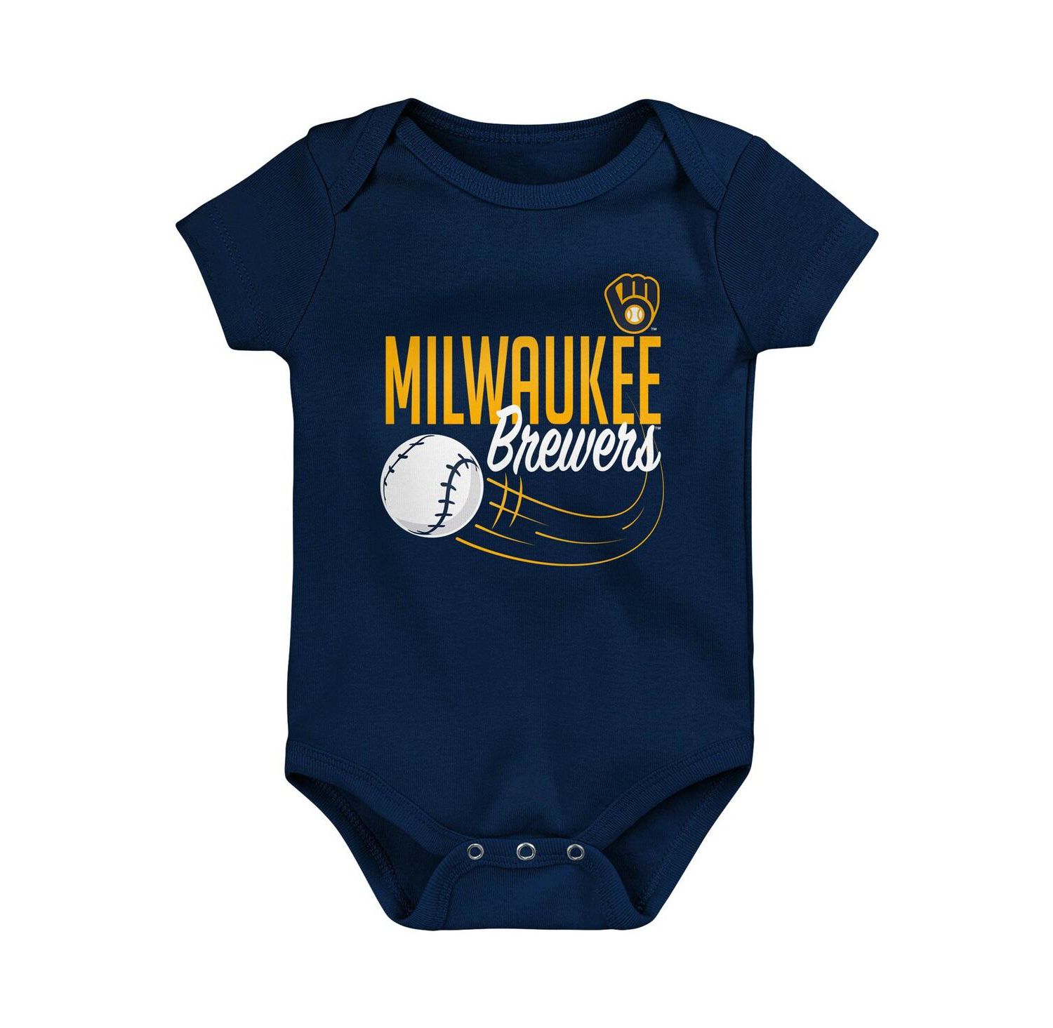 Newborn and Infant Boys and Girls Christian Yelich Navy Milwaukee Brewers Slugger Name and Number Bodysuit
