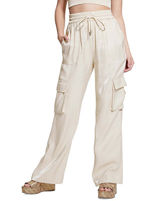 GUESS Women's Chantal Satin Cargo Pants - Macy's