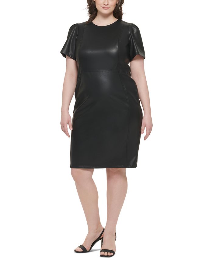 Calvin Klein Plus Size Faux Leather Sheath Dress Macy s
