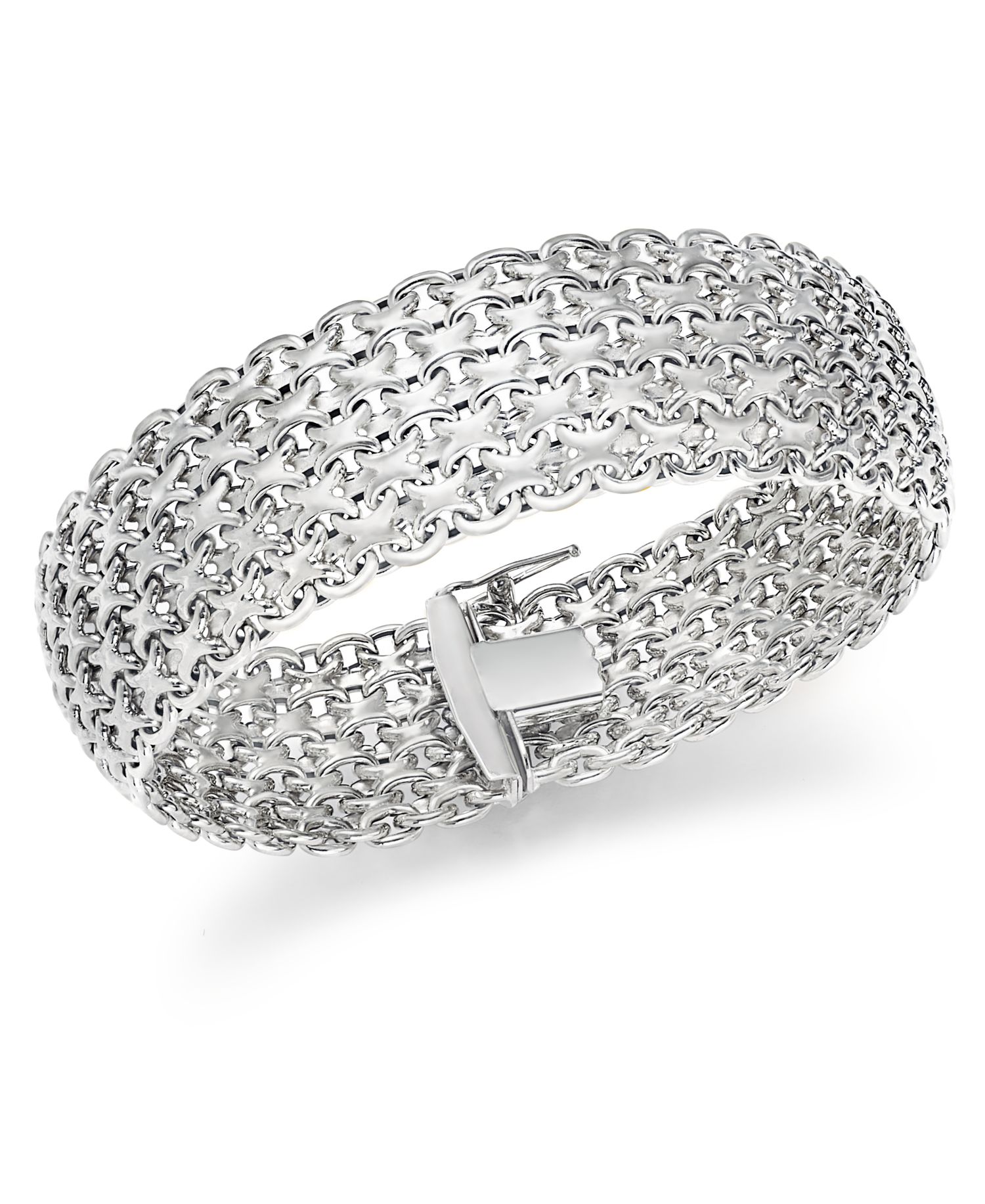 Wide Mesh Link & Chain Bracelet in 14k Gold