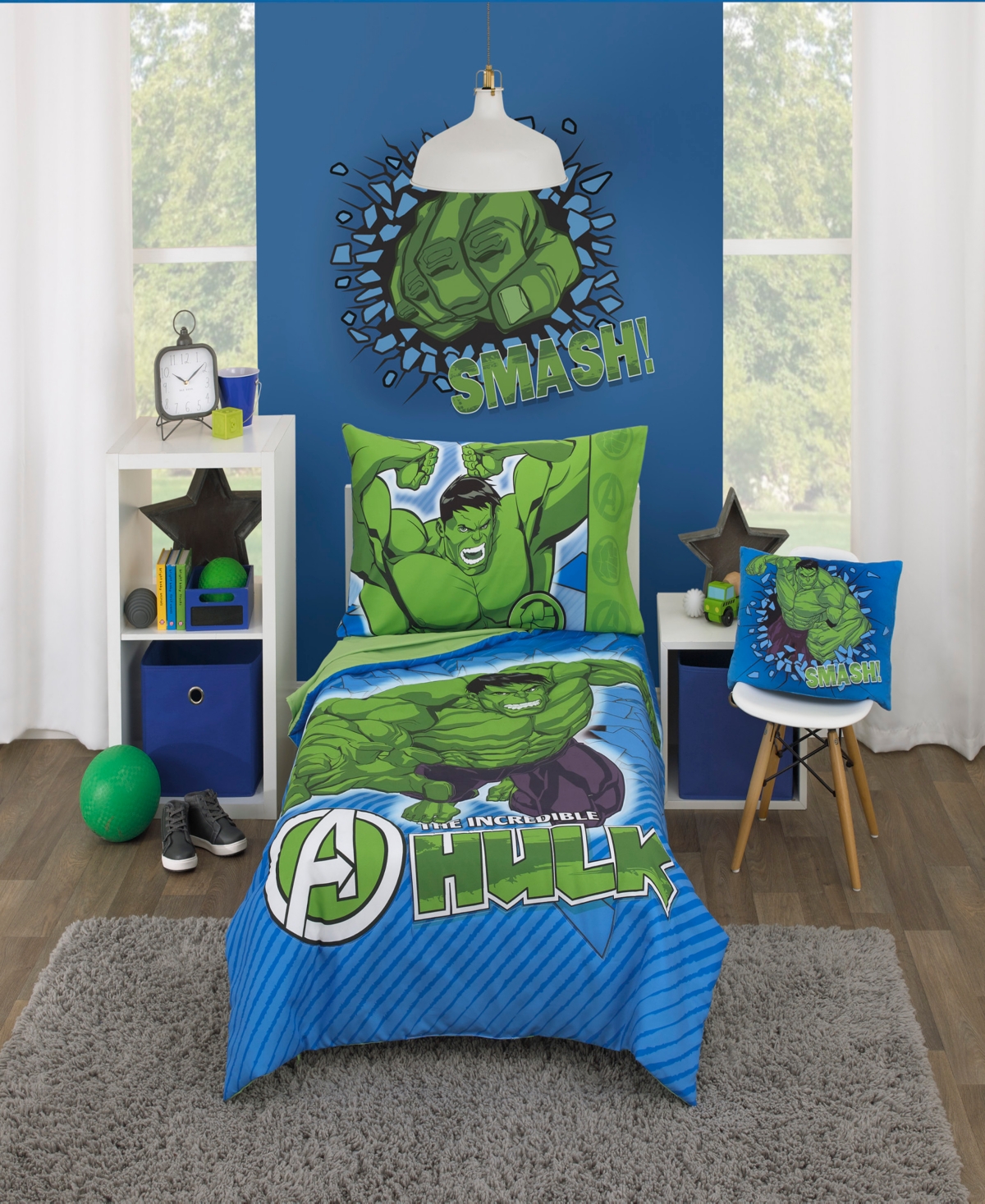 Marvel Hulk The Big Guy 4 Piece Toddler Bed Set Bedding In Blue