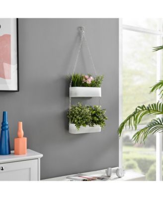 Two-Tier Hanging Metal Trough Wall Planter