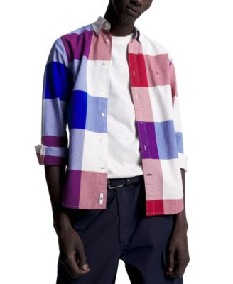 Tommy Hilfiger - Men's Cotton Bi-Color Large Check Regular Fit Shirt