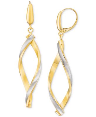 Satin Twist Drop Earrings in 14K Two-Tone Gold - Macy's