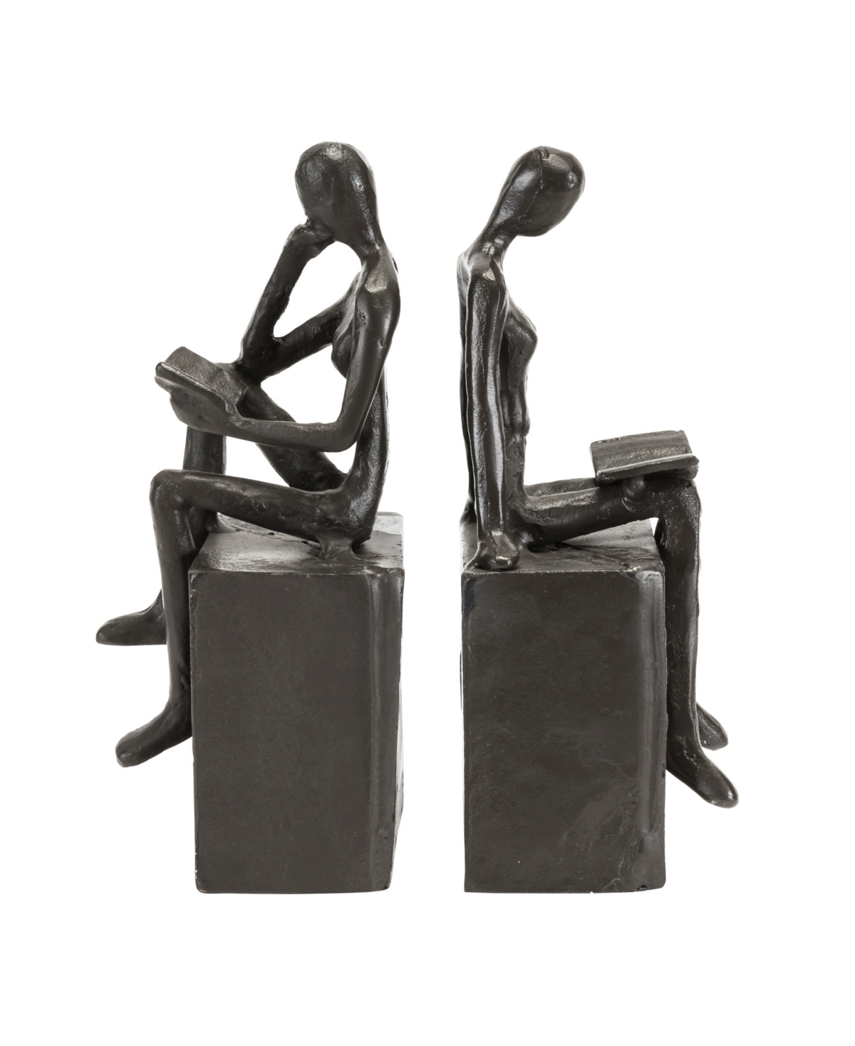 Danya B Man And Woman Reading On A Block Cast Iron Bookend Set In Dark Brown
