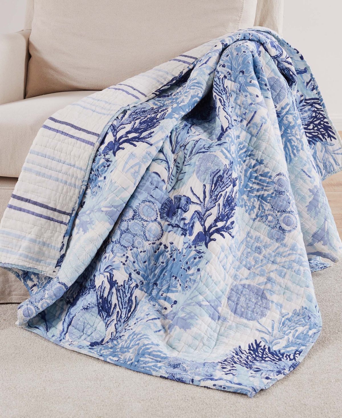 Levtex Reef Dream Reversible Quilted Throw, 50" X 60" In Blue