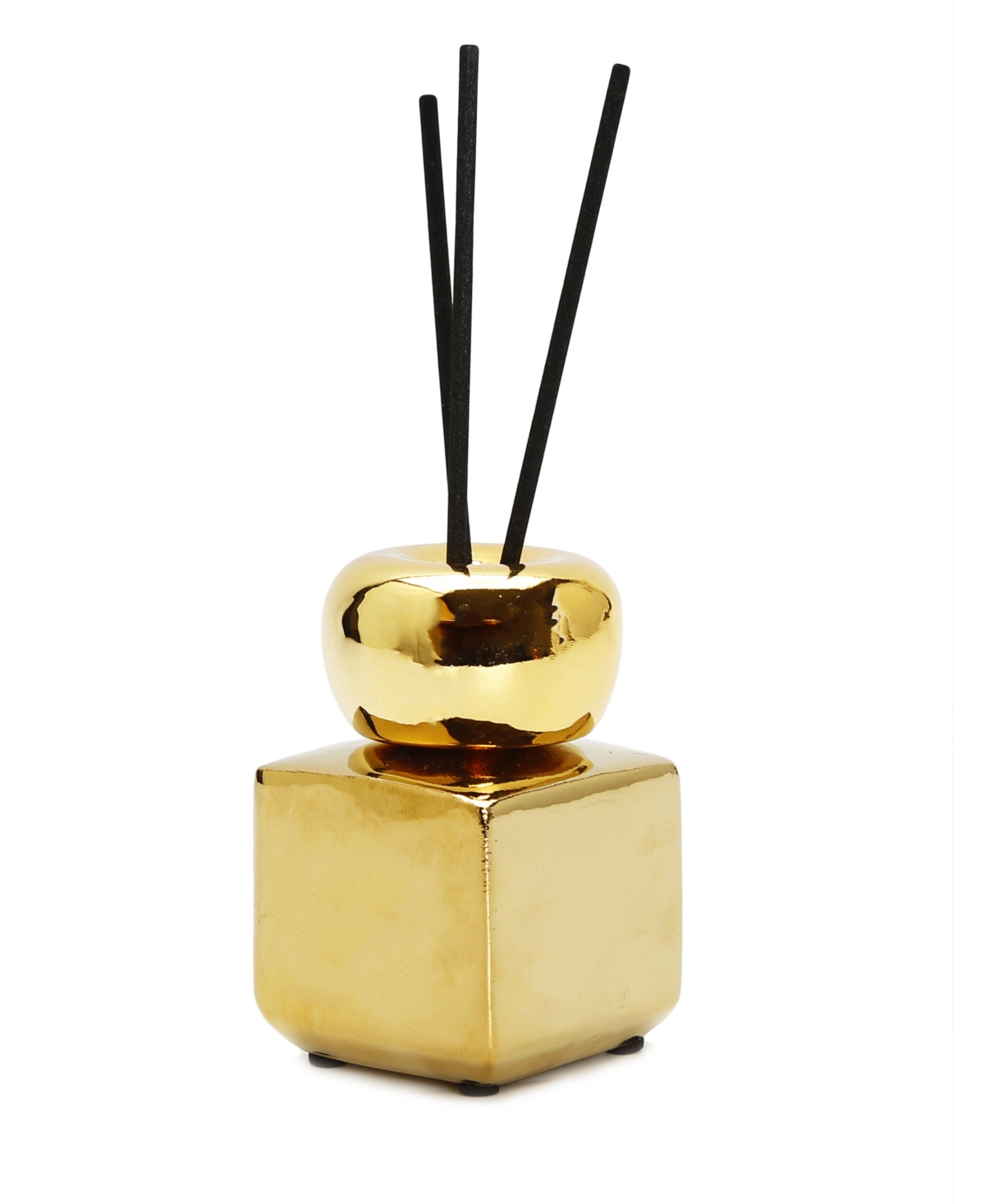 Square Gold-Tone Reed Diffuser, "Iris Rose" Scent - Gold