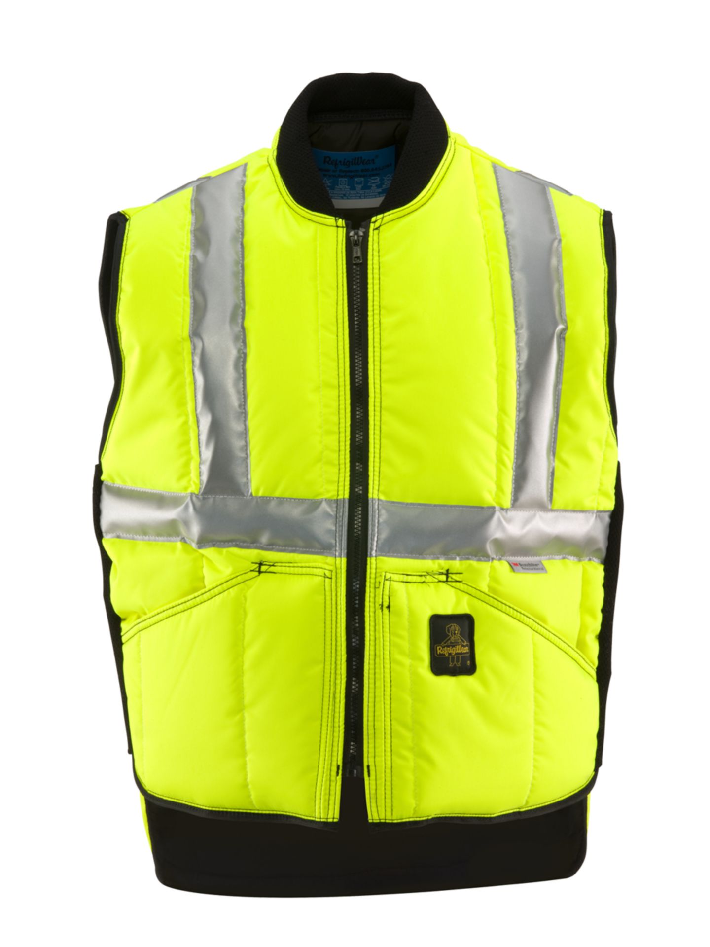 Мужской жилет RefrigiWear HiVis Iron-Tuff Vest - Extreme Cold Protection, High-Visibility, Water-Repellent, Durable Workwear, цвет: Лаймовый — фото 3