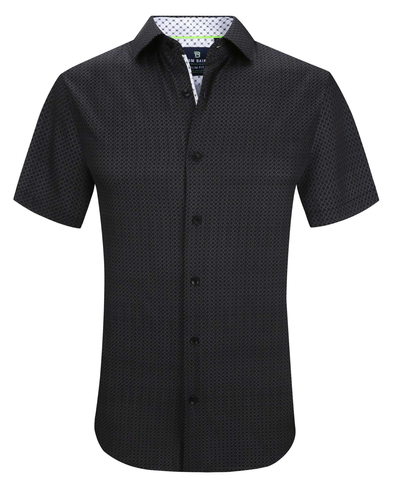 Men's Slim Fit Short Sleeve Performance Stretch Button Down Dress Shirt