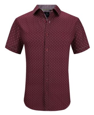 Men's Slim Fit Short Sleeve Performance Stretch Button Down Dress Shirt