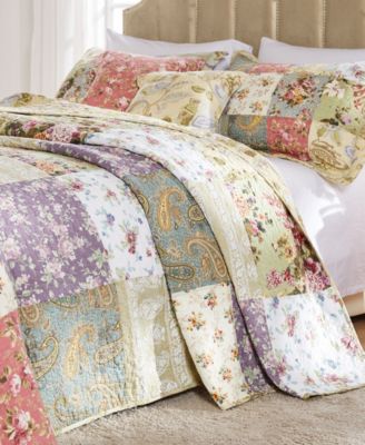 Blooming Prairie Authentic Patchwork 3 Piece Bedspread Set, Queen